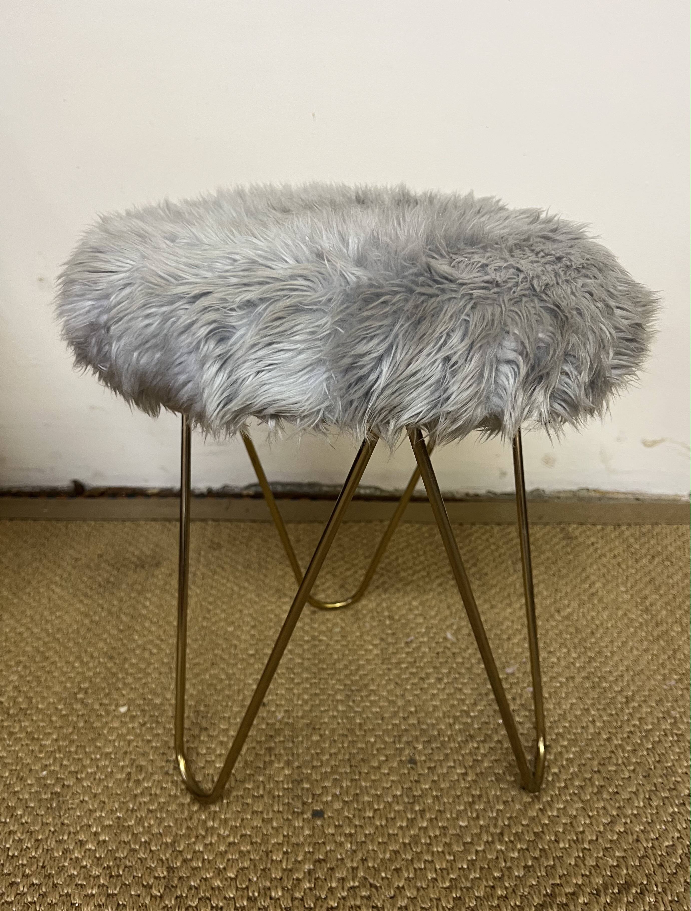 Vintage moumoute armchair and stool