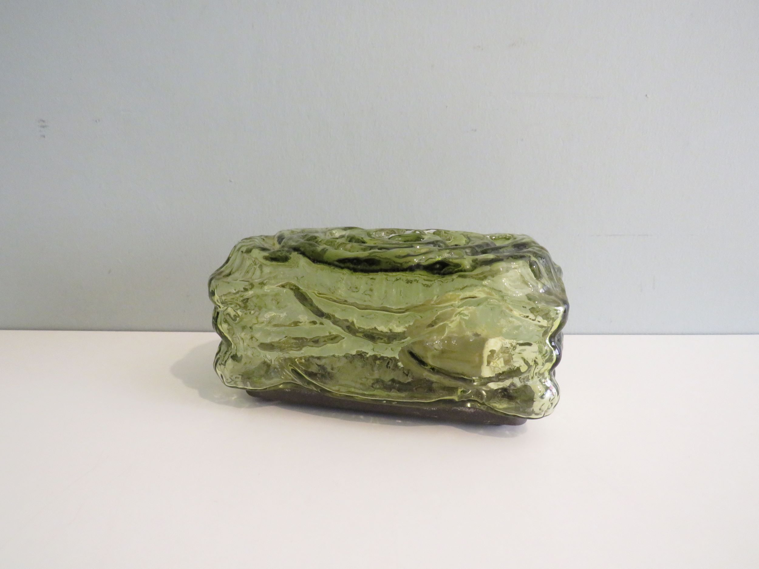 Mid-century brutalist green glass wall lamp by Erco, Germany 1960-1970.Model 54048.