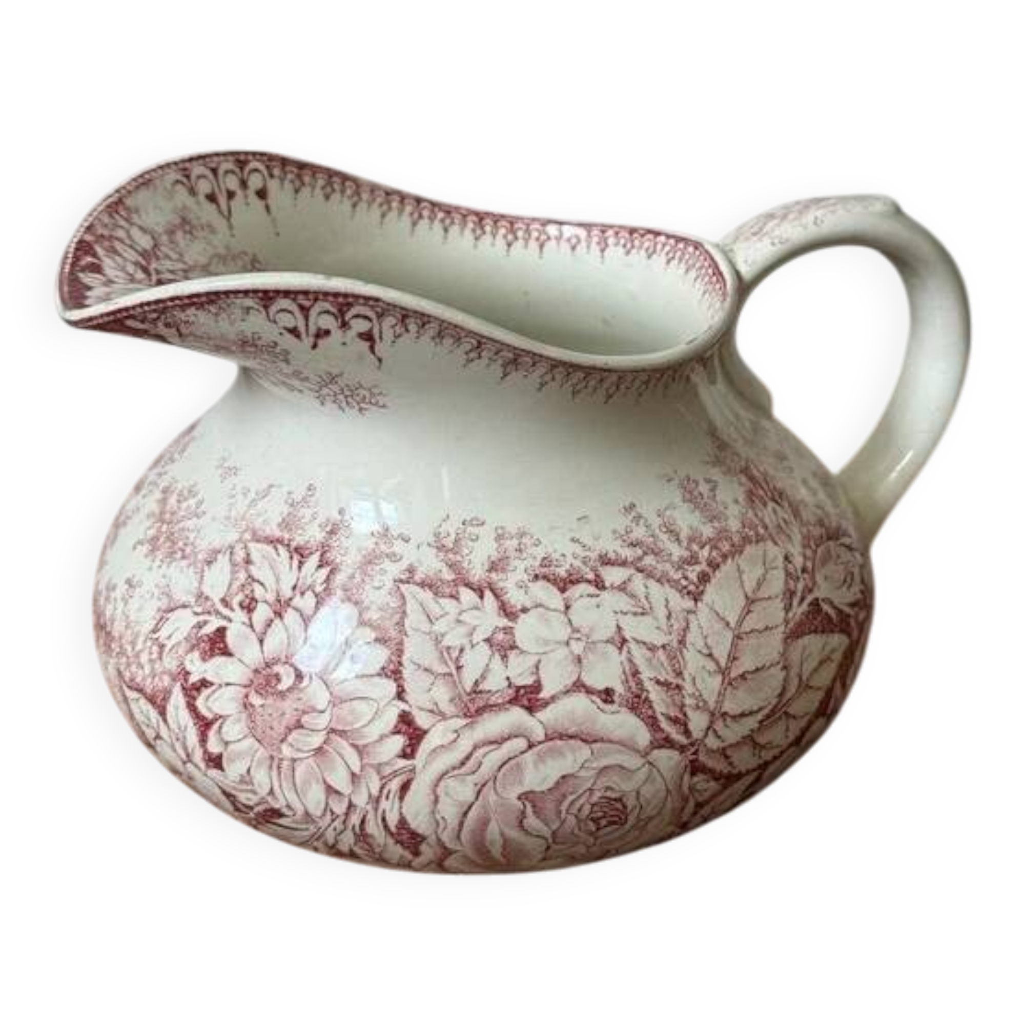 Antique pink ironstone toilet pitcher