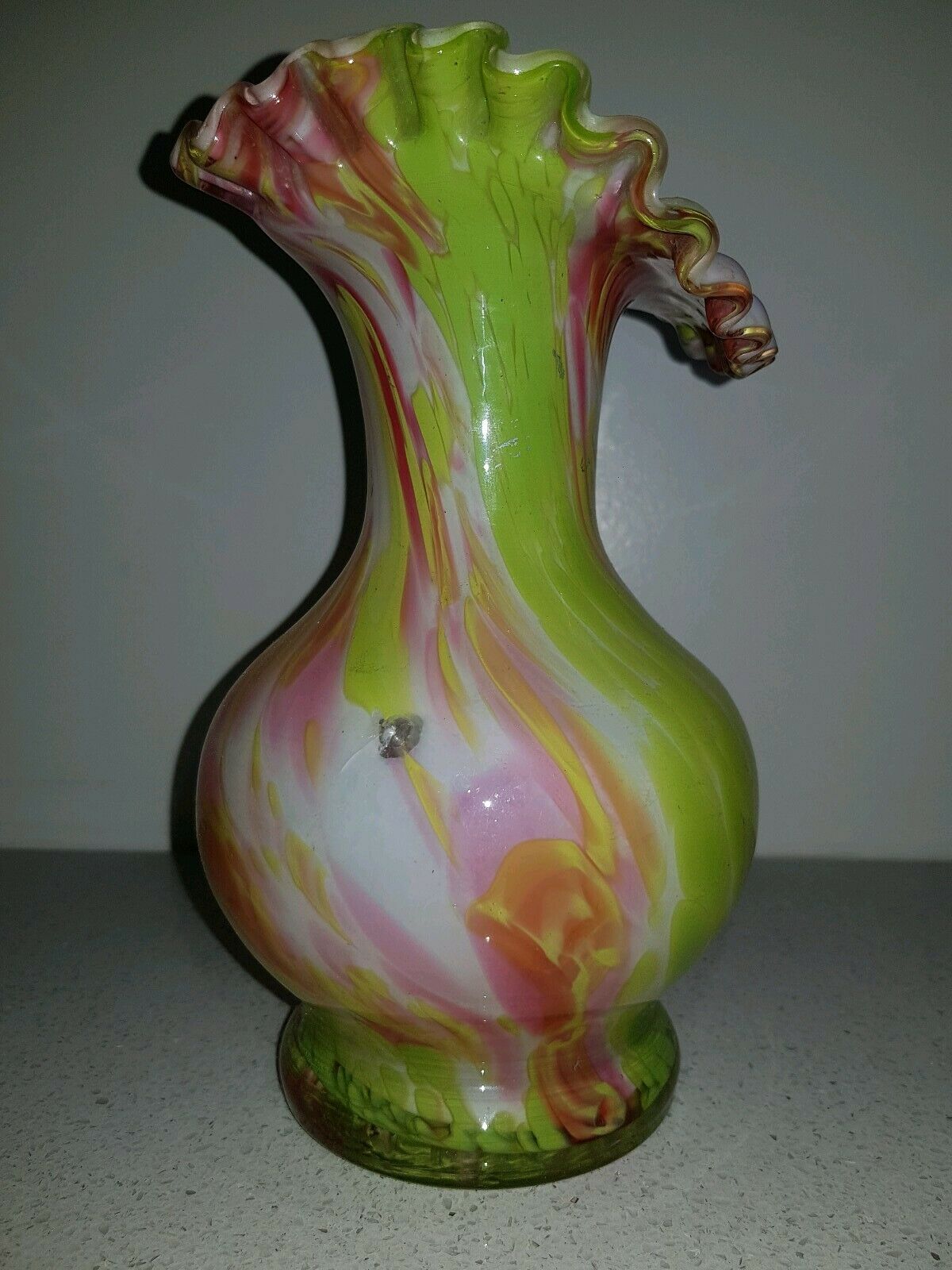 Vase Clichy puffed glass speckled