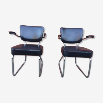 Paire de fauteuils tubulaires fana gispen années 60