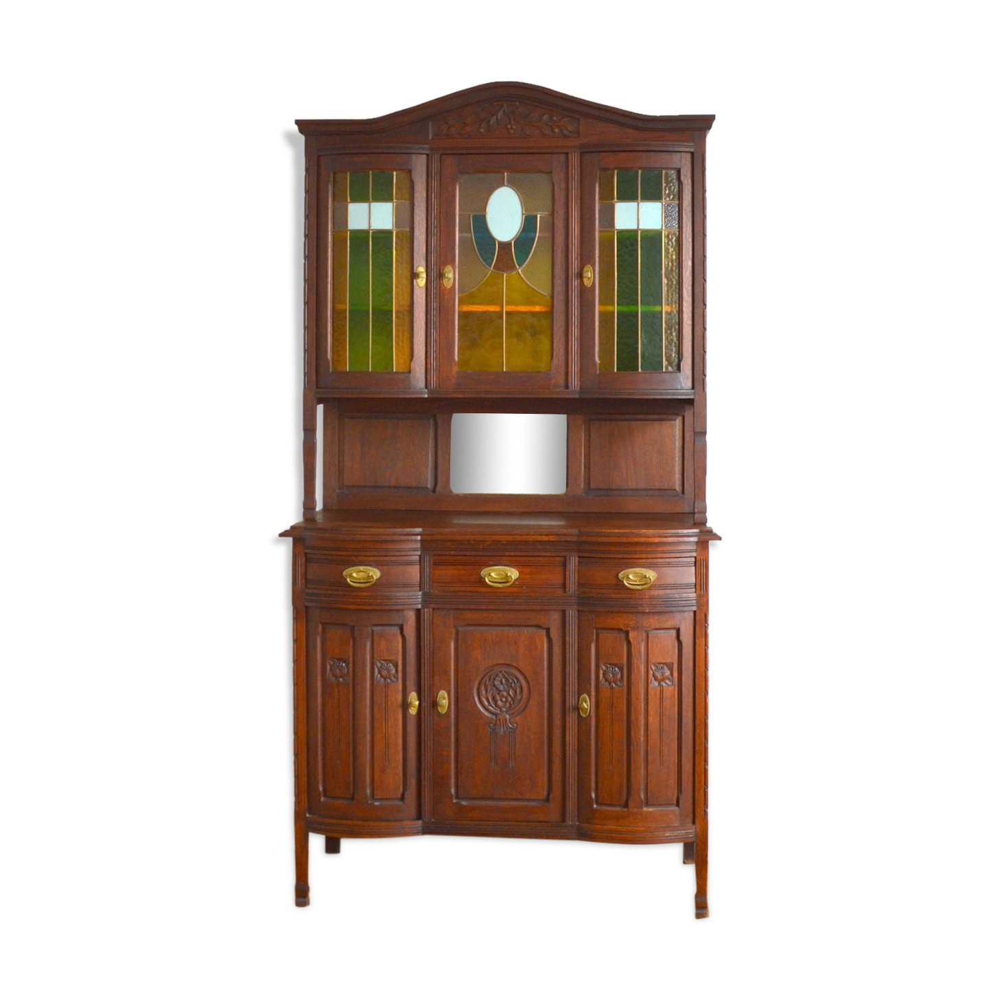 China buffet stained glass Art Nouveau 1900 vintage