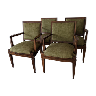 4 walnut bridges armchairs