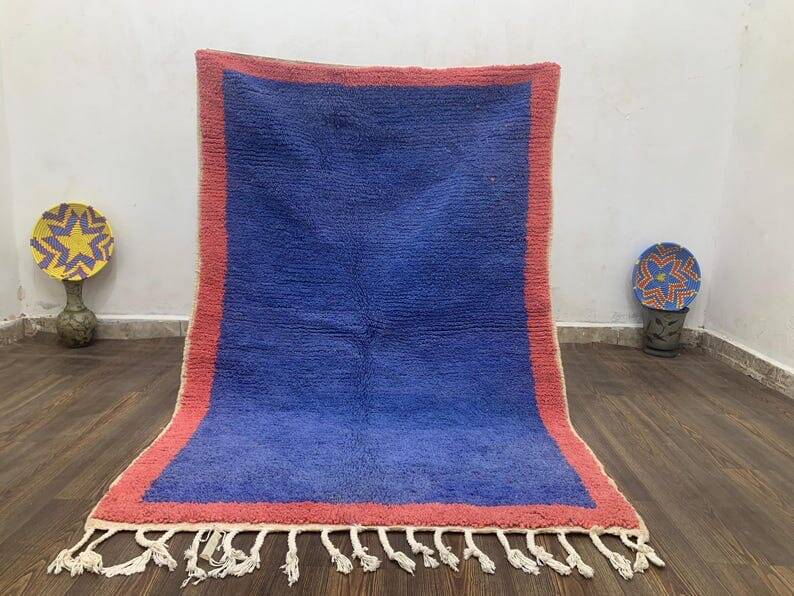 Traditional handmade pure wool rug, size 150 x 250 cm, blue