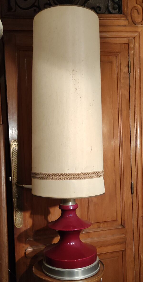 Lampe à poser céramique et alu/design 20 ème siècle