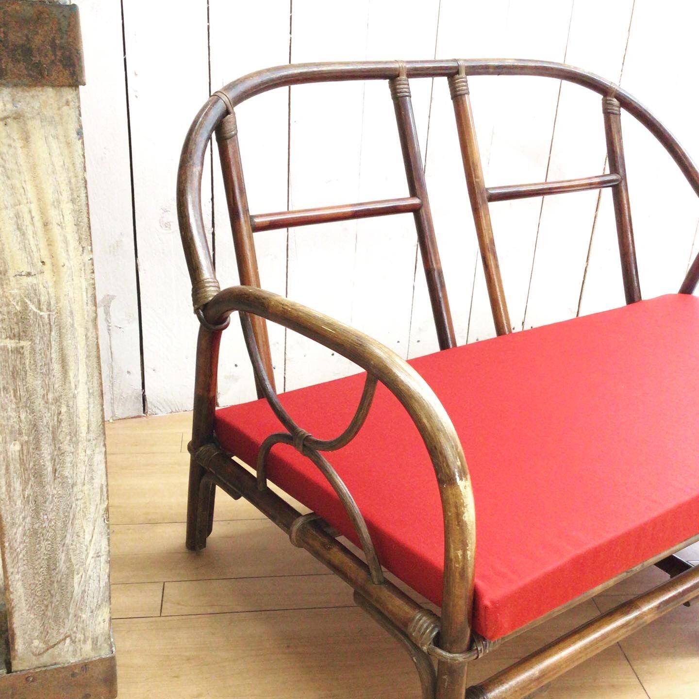 Art Deco rattan bench