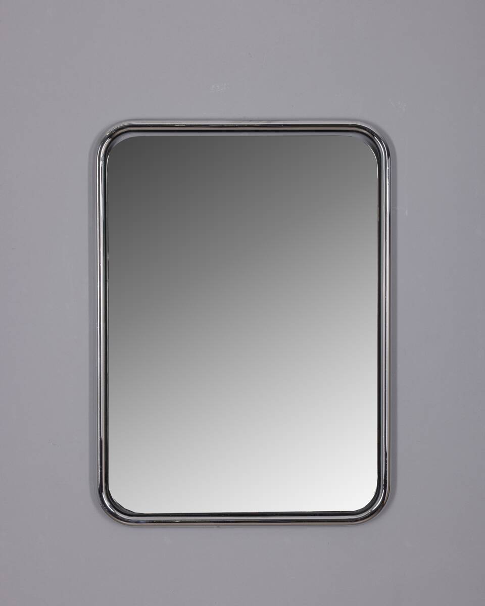 Vintage 1970s wall mirror in chrome-plated metal, italian design