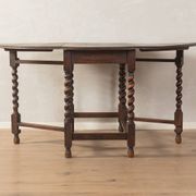 Table à rabats antique des années 1920, en chêne massif