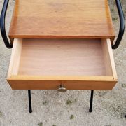 Pair of bedside tables from the 60s in gilded oak and tubes stamped Descher