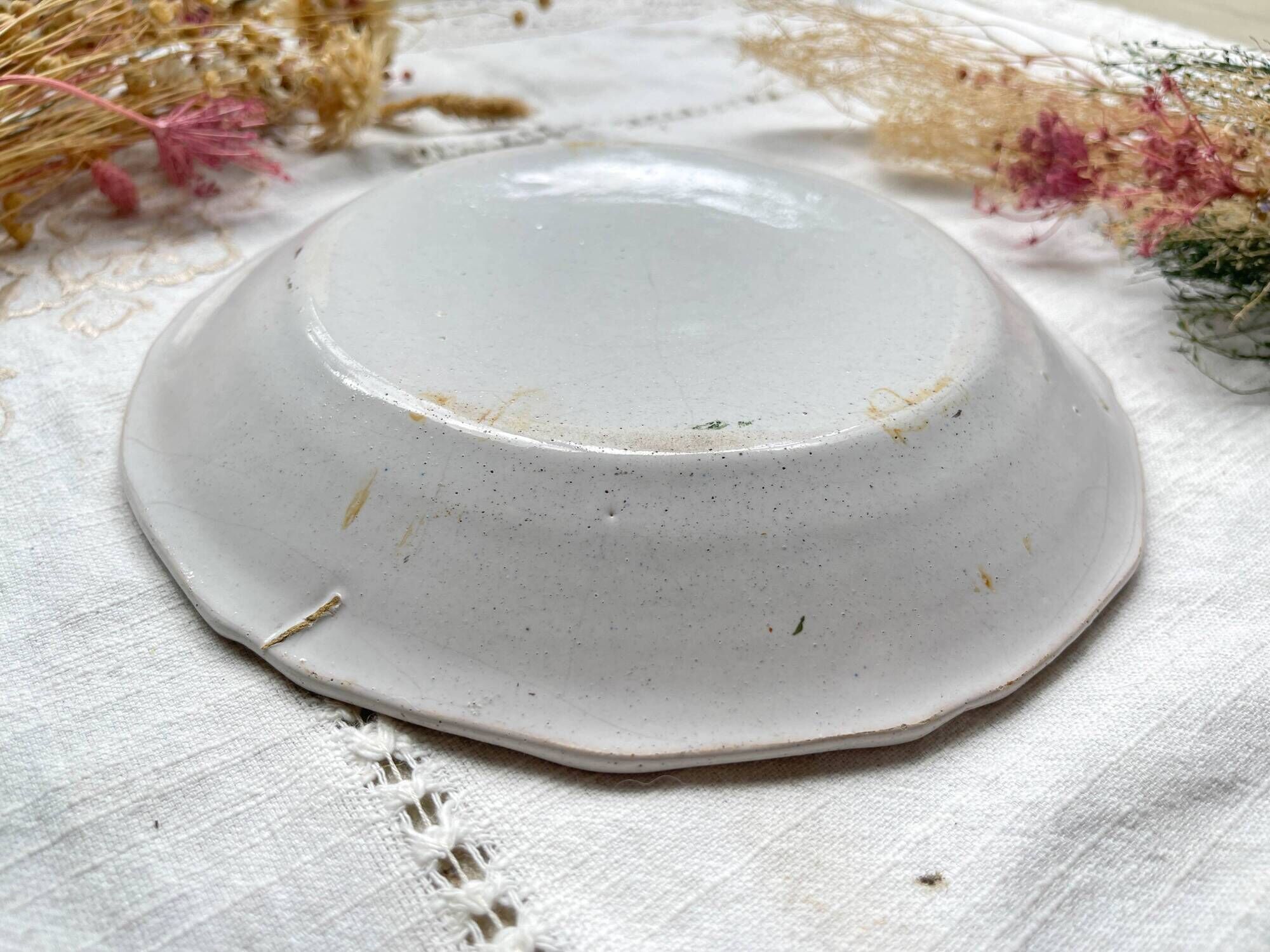 Antique French Earthenware Plate Revolutionary Rooster "I sing for freedom 1791" Nevers 19th century