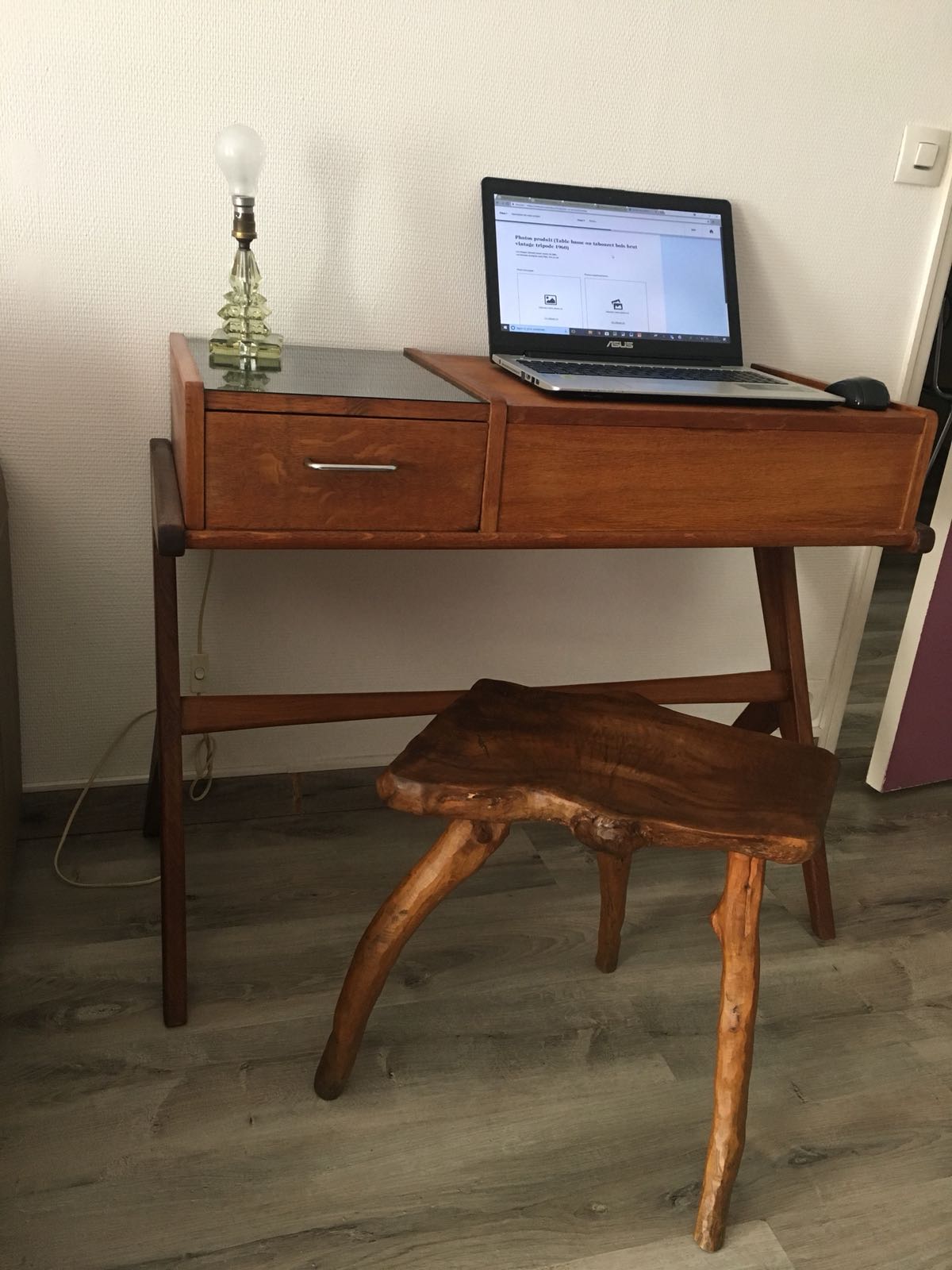 Office dressing table vintage Scandinavian feet compass