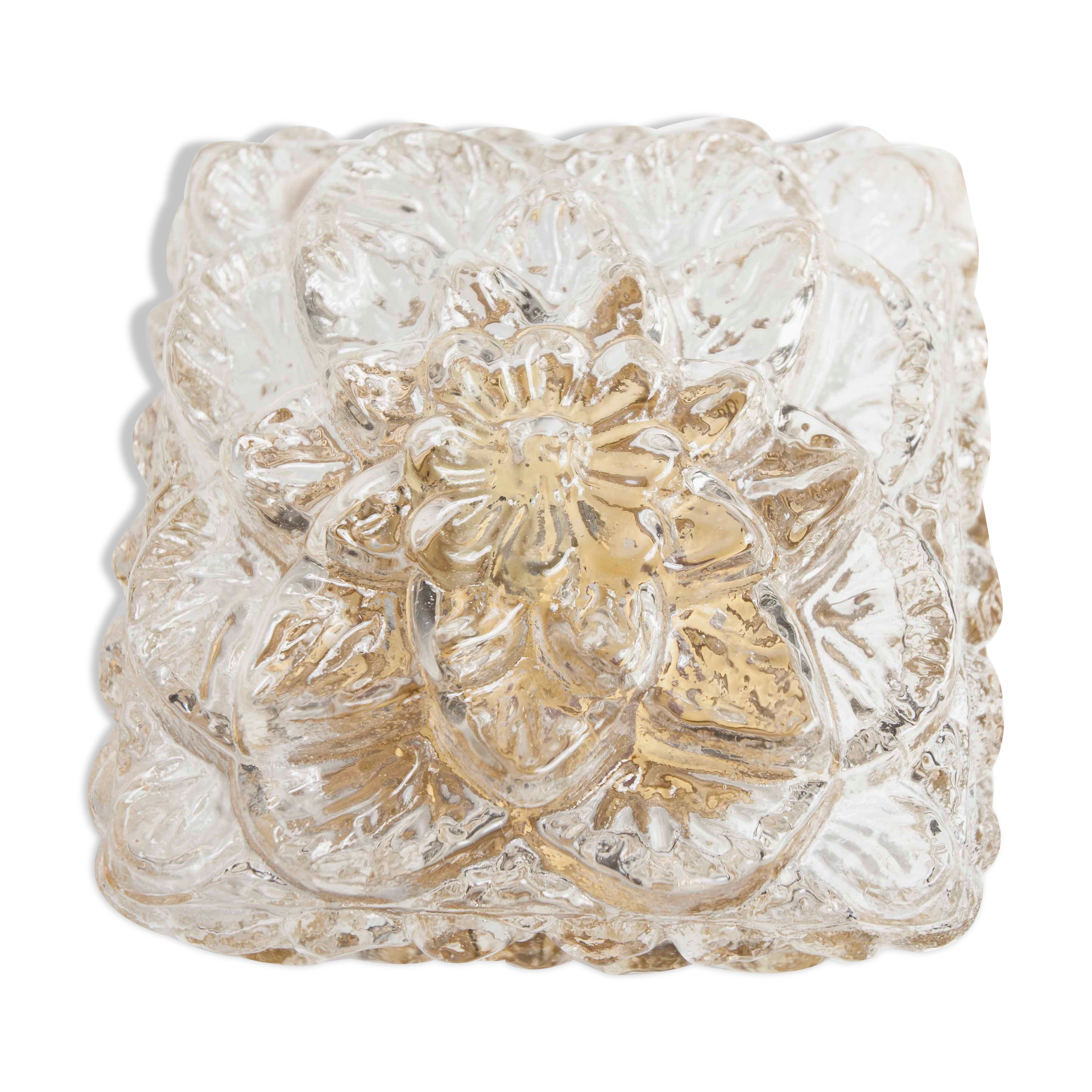 Gold floral glass ceiling light 1960