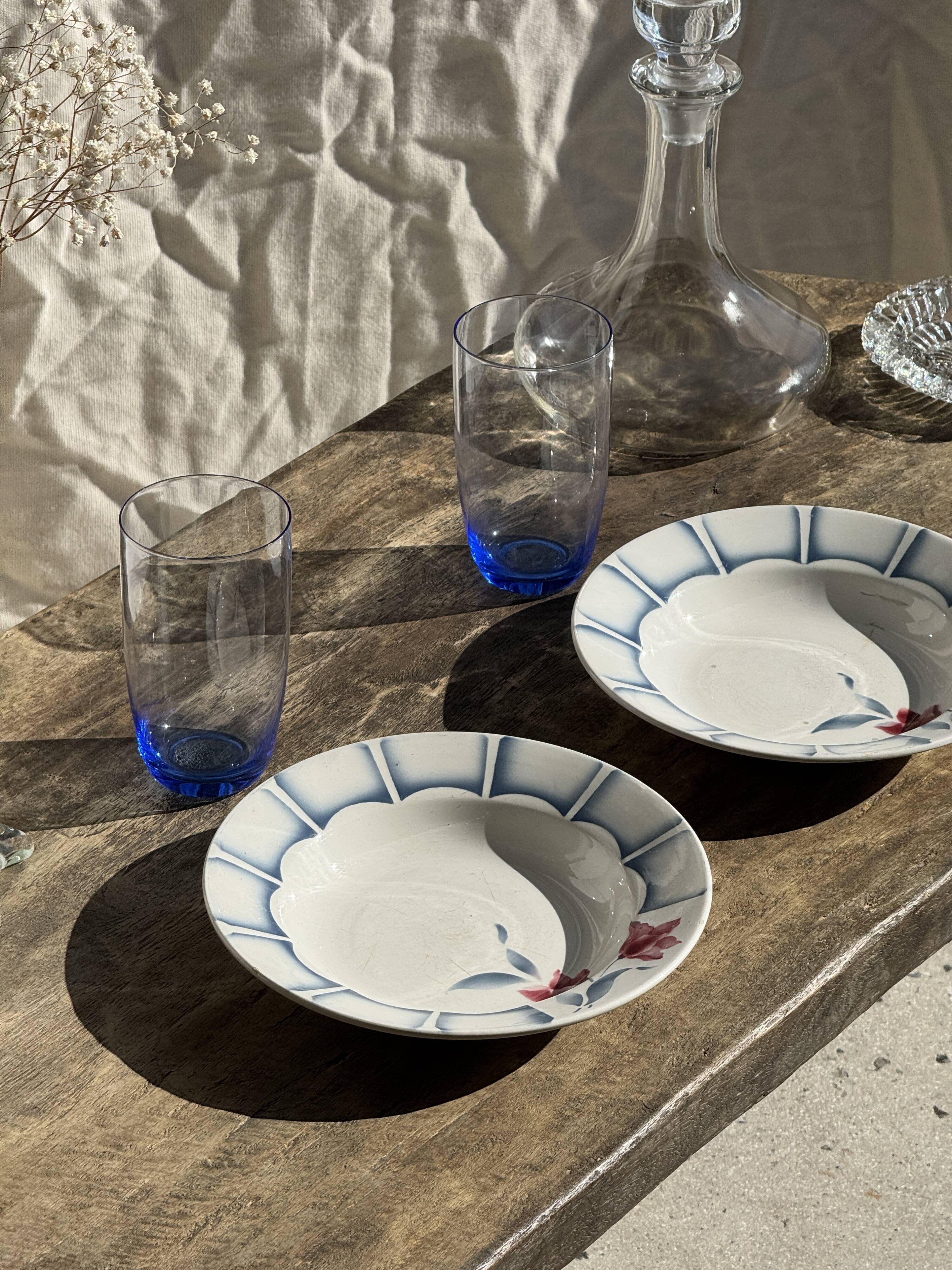 Set of 4 blue orangeade glasses H14