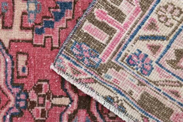 1970s Vintage Turkish Hand-Knotted Wool Cotton Pink Runner Rug 95x320
