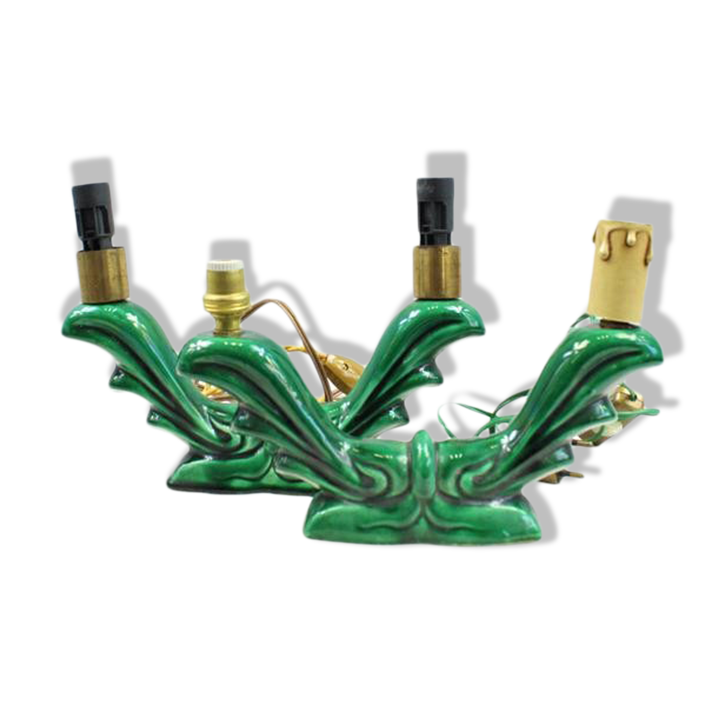Two ceramic electrified bougeoirs  vintage 1950