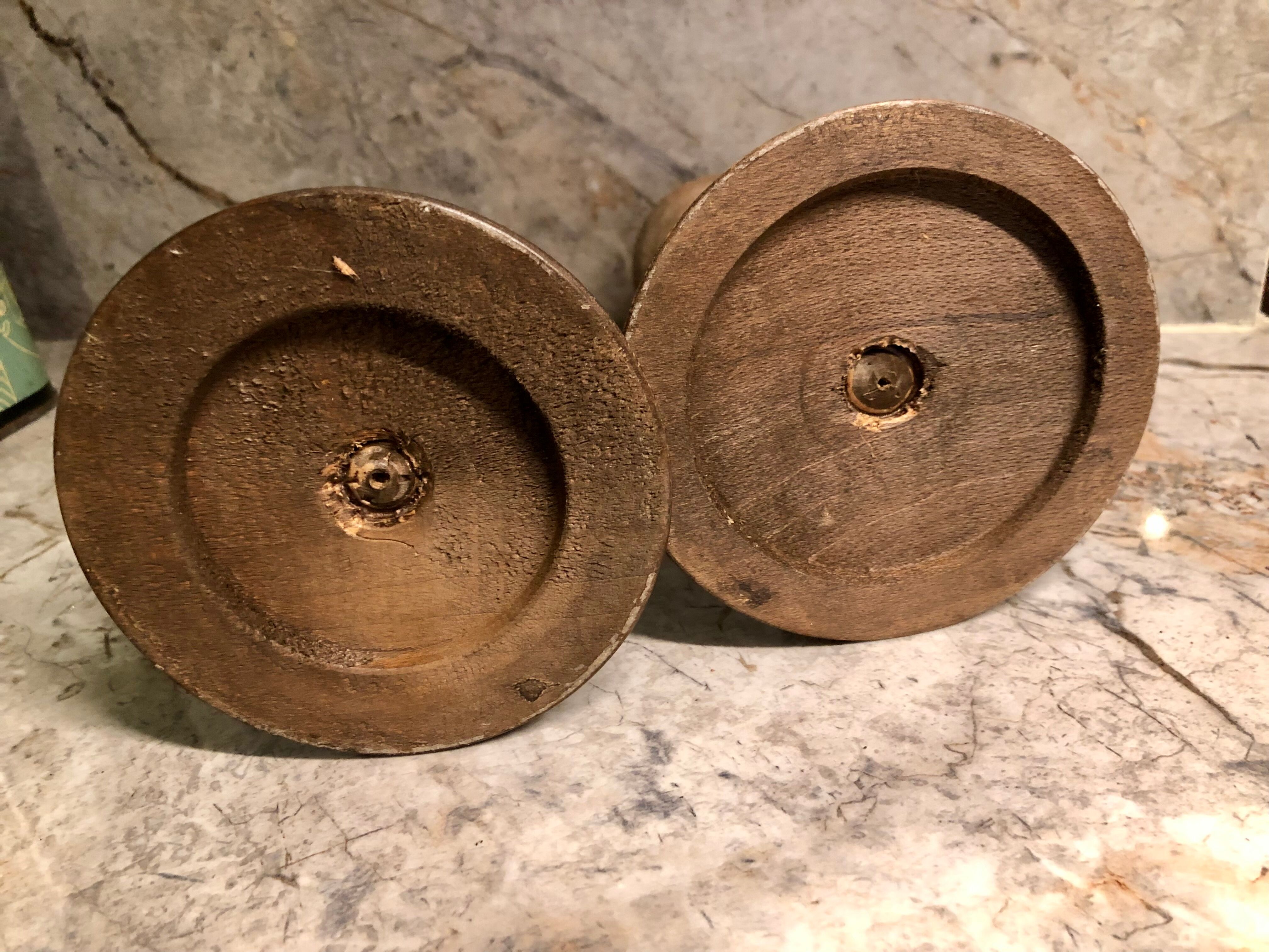 Vintage wood candle holders