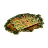 Old asparagus dish vallauris d.m. ceramic green & yellow vintage