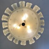 Lustre fontaine vénitien en verre de Murano incolore vert 1940