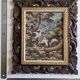 Tropical scene of Bali, painting on canvas in carved teak 33x38 cm.