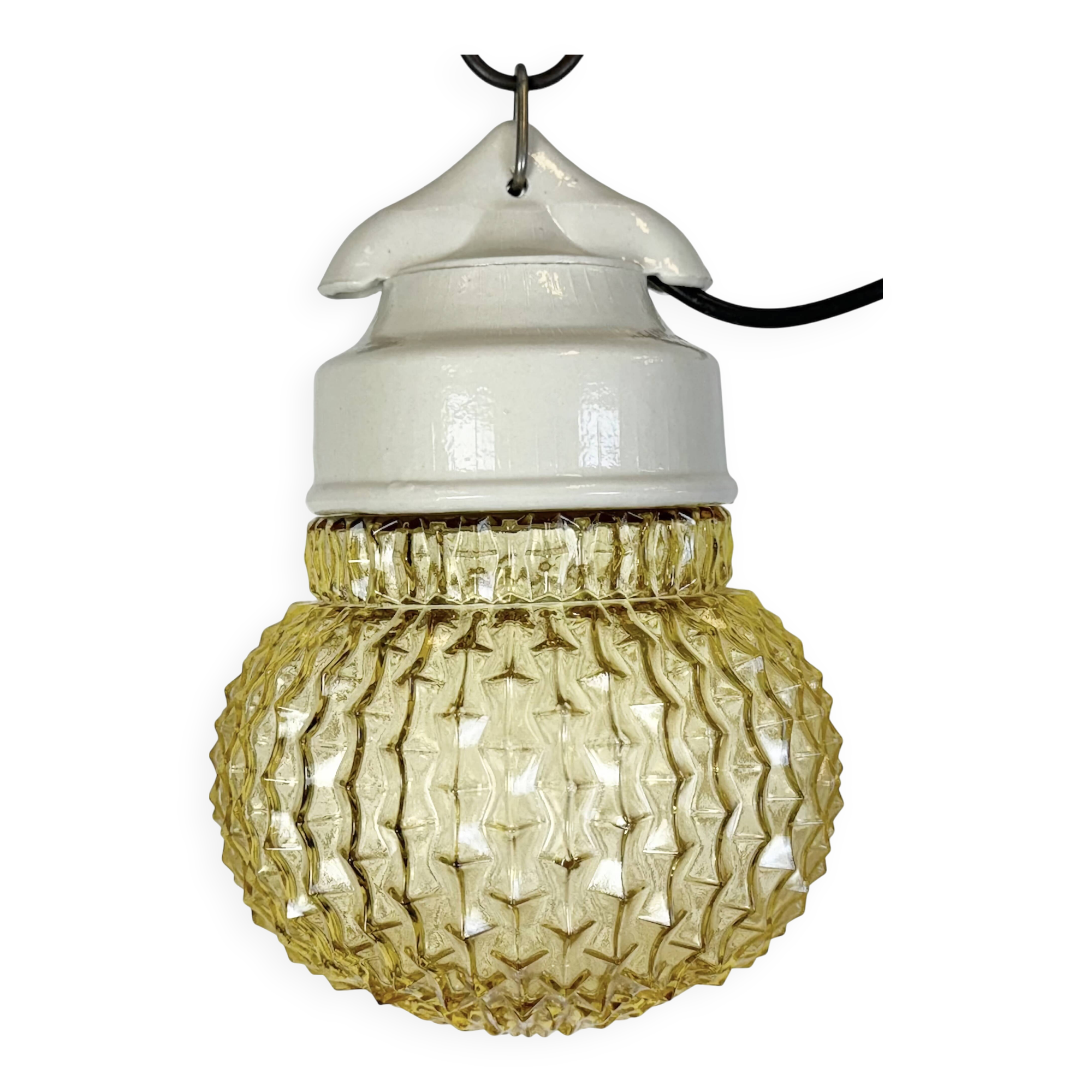Vintage White Porcelain Pendant Light, 1970s