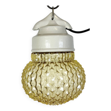 Vintage White Porcelain Pendant Light, 1970s