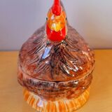 Enameled ceramic chicken terrine 1960