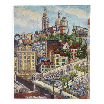 Montmartre - cimetière St Vincent, huile au couteau signée