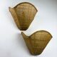 Pair of scalloped rattan wall sconces, sourced in Spain, 1980s