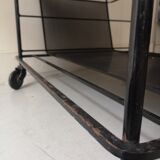 Perforated black metal trolley service, Matégot 1950 design