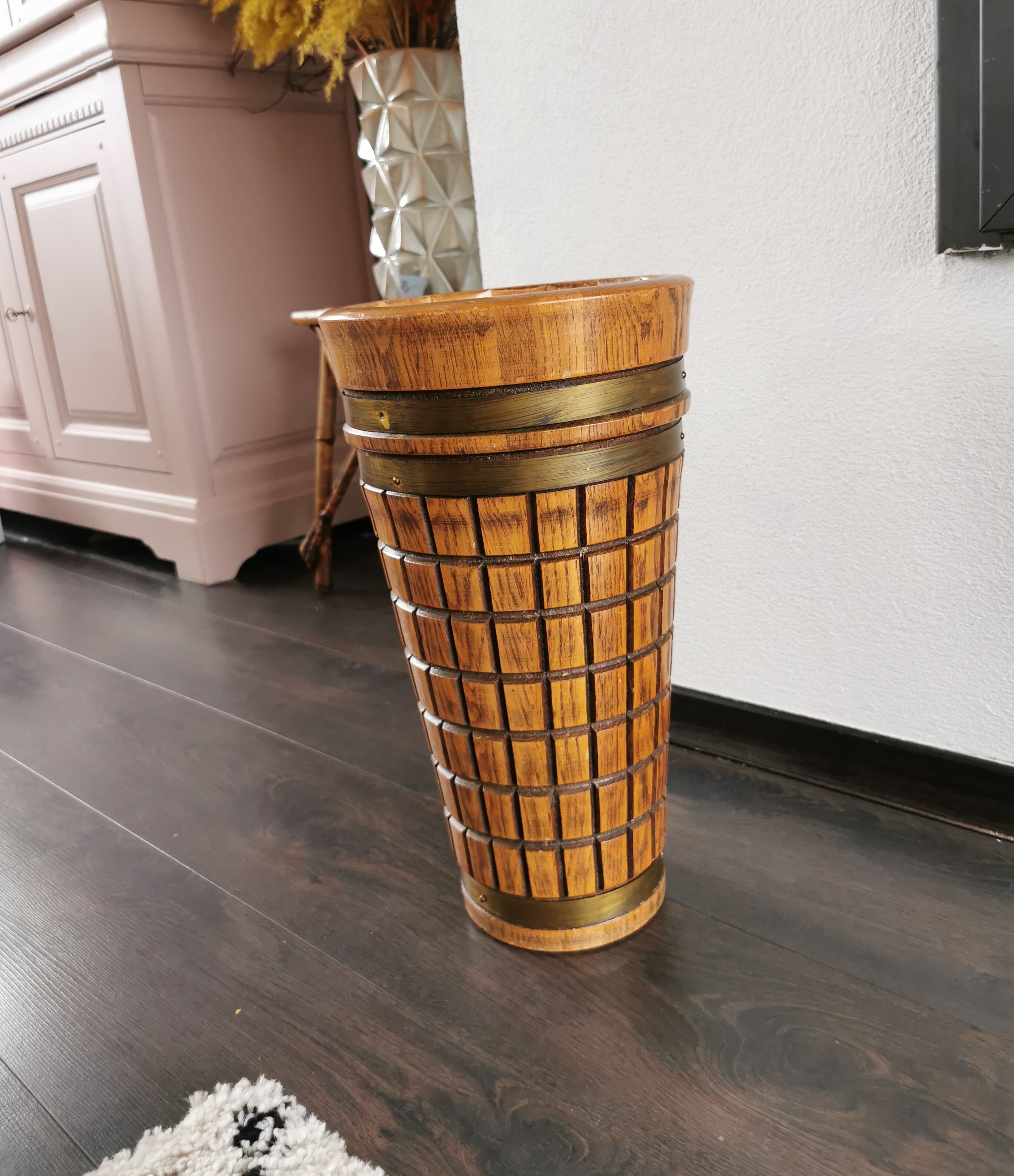 Vintage wooden umbrella stand, '70s