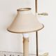 Gilded bronze hot water bottle lamp, Empire style, beige metal lampshade