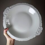 Large hollow serving dish, fine white Limoges porcelain, vintage/antique