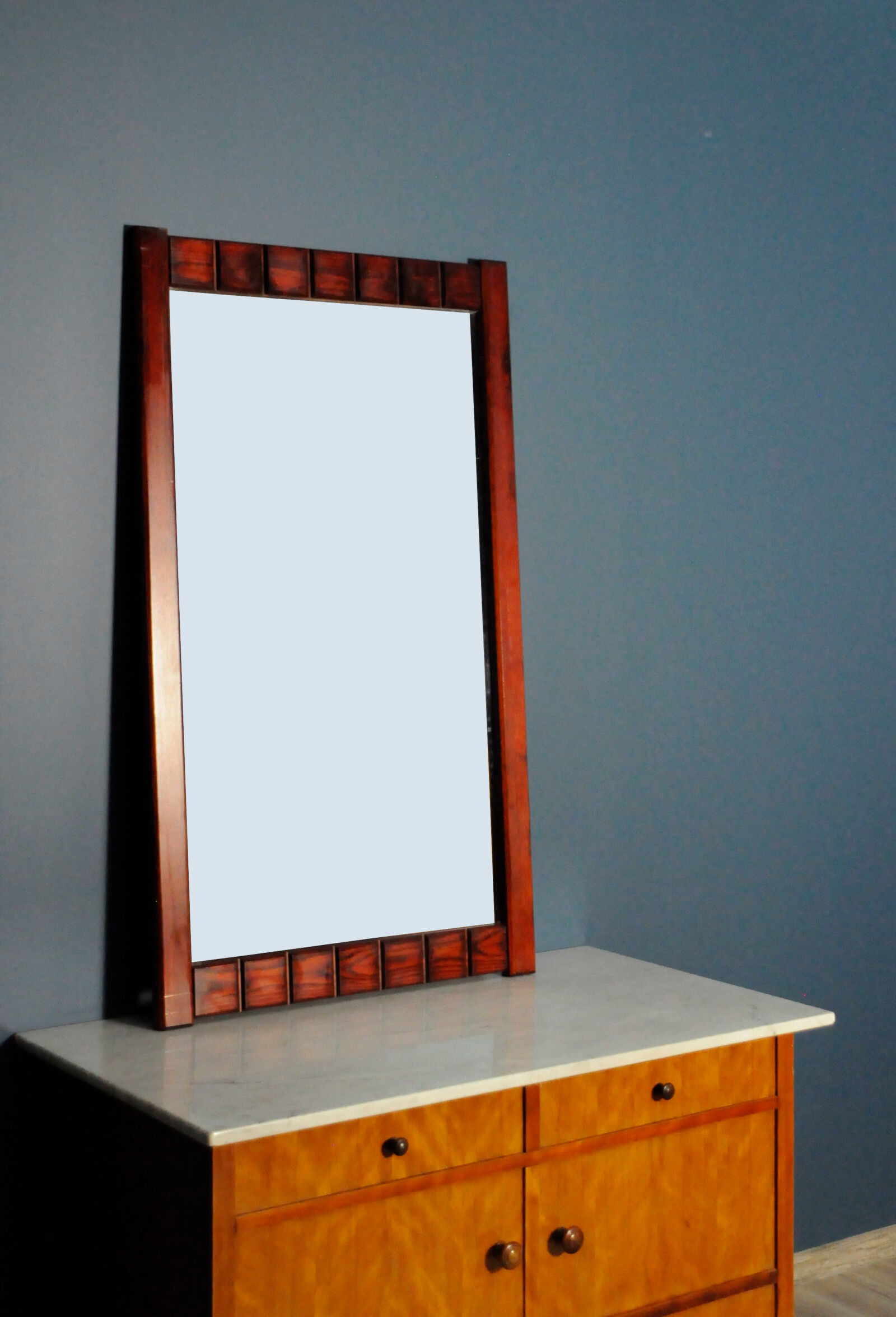 Mahogany mirror - scandinavia, 1960s