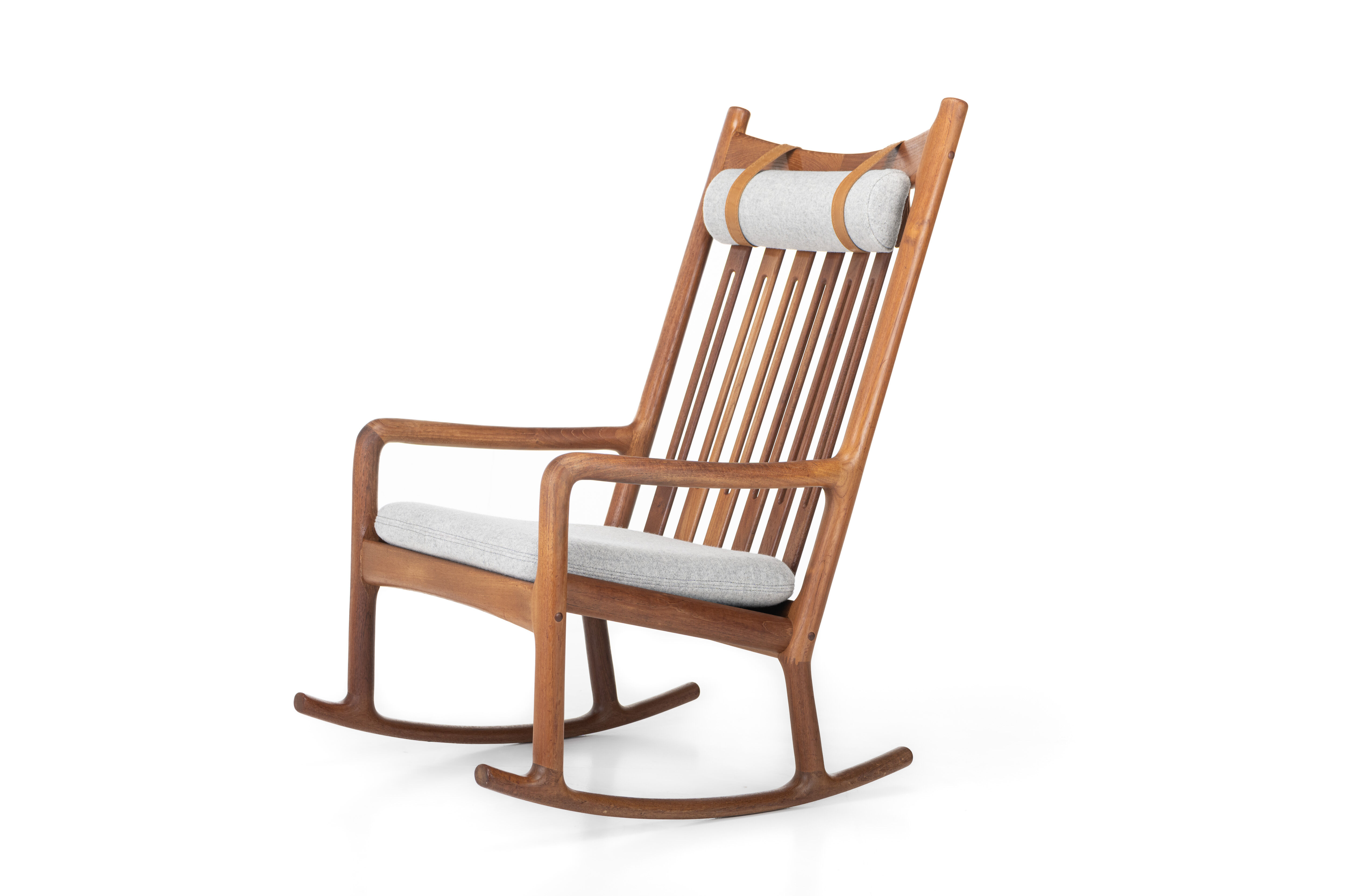 Rocking chair by Hans Olsen for Juul Kristensen in grey felt
