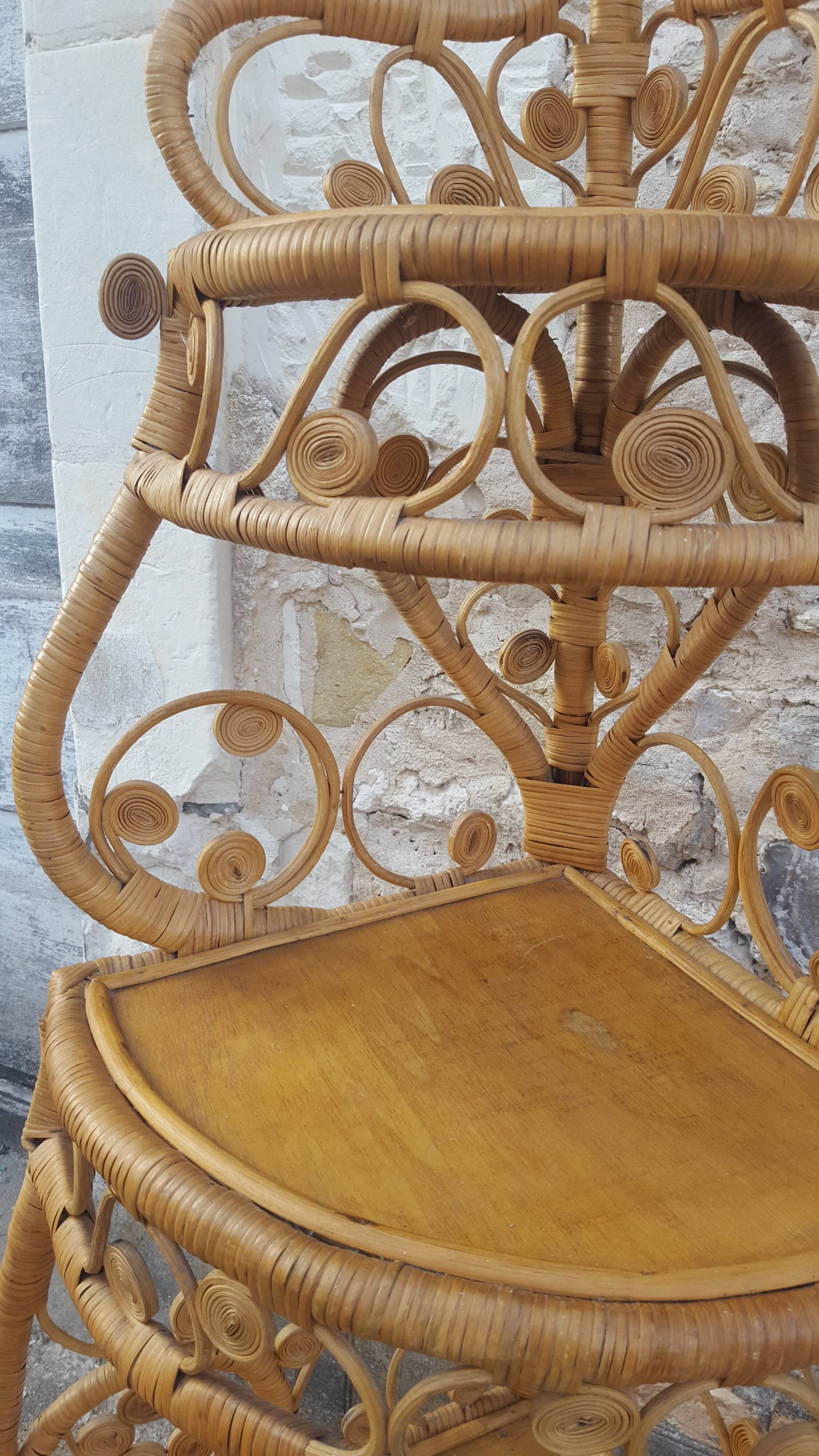 Vintage rattan notch shelf