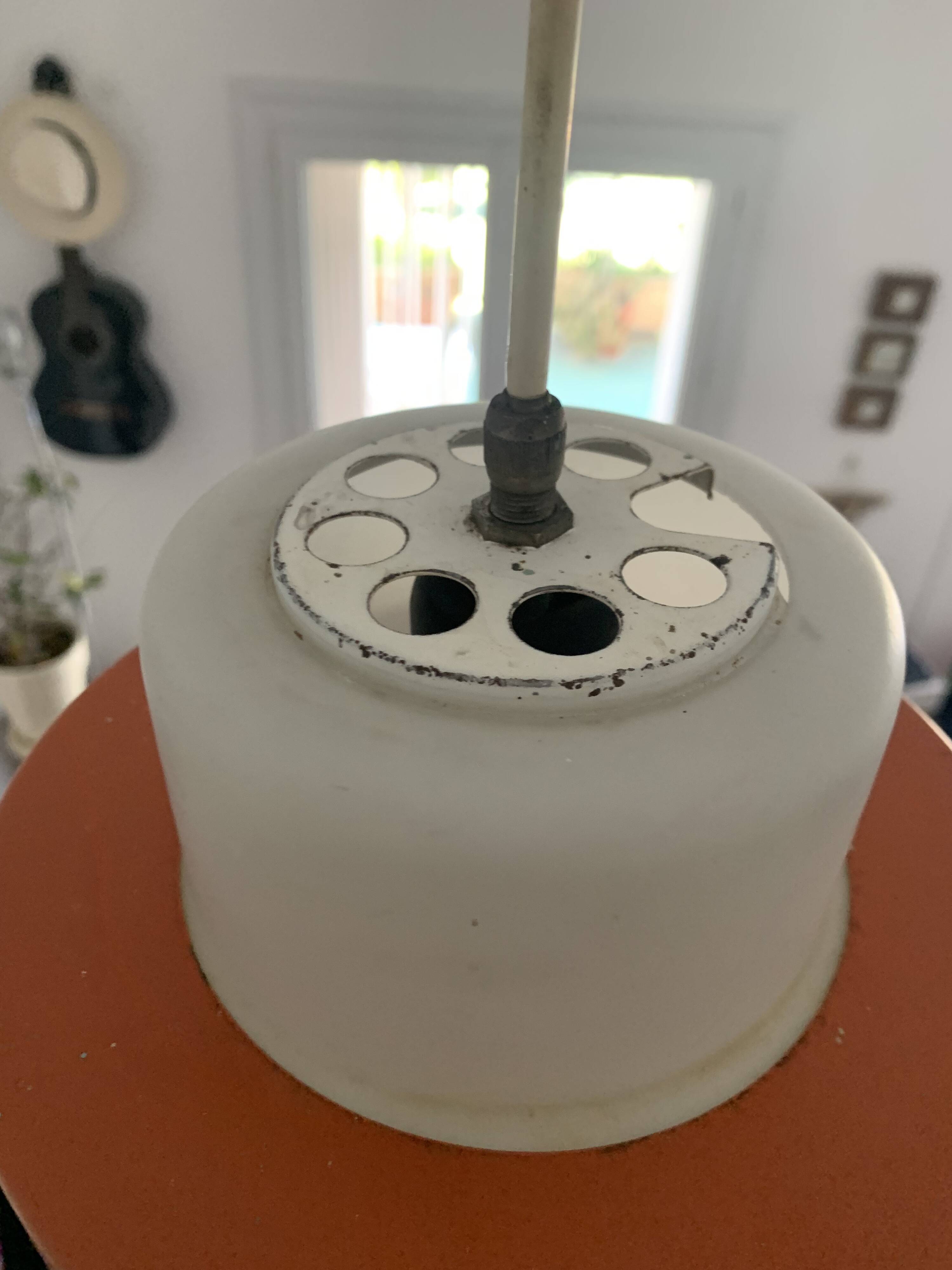 Paire suspension vintage 1960 Louis Kalff "Lierre" Philips carotte - 22 cm