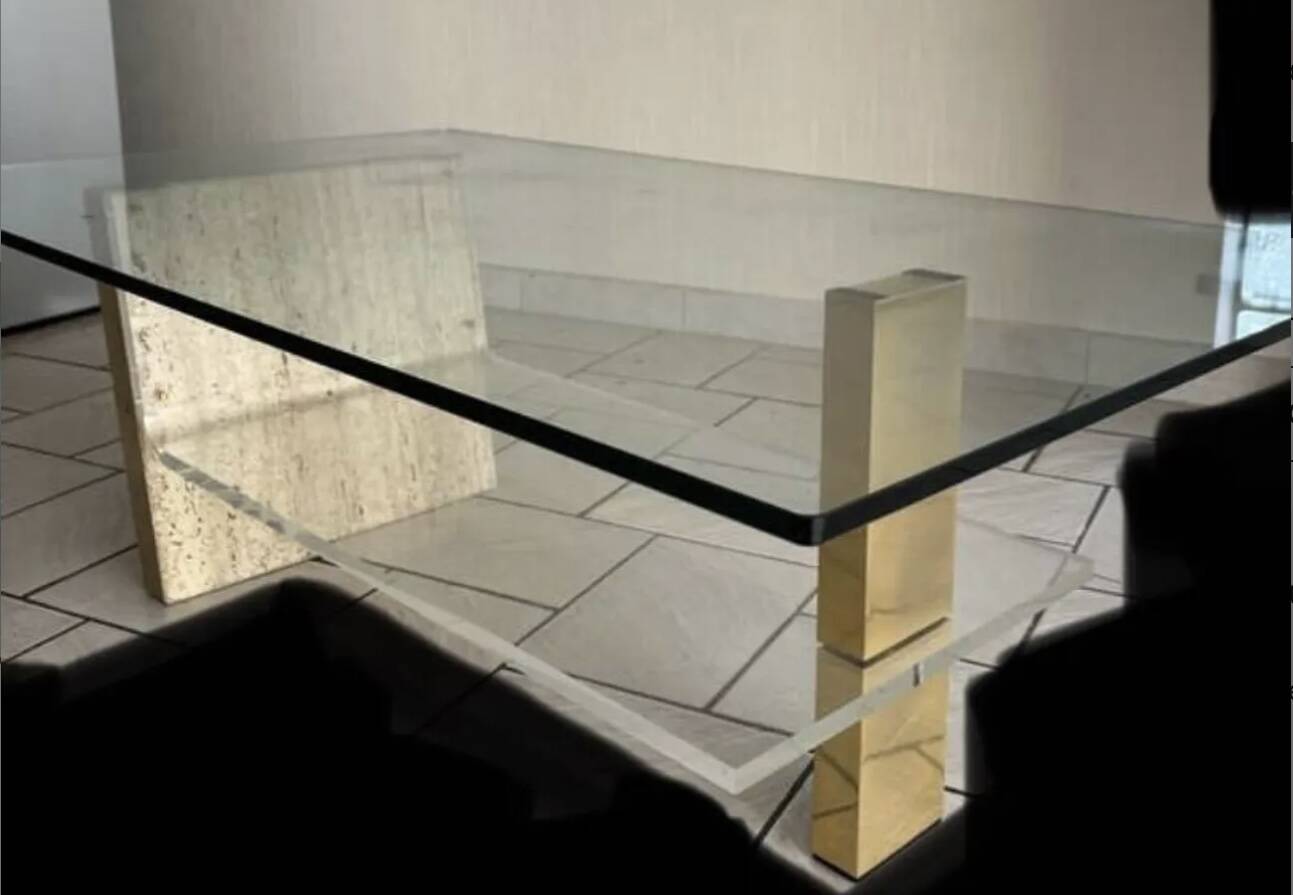 Mid-century travertine coffee table