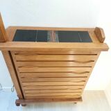 Swivel bar cabinet in oak Guillerme and Chambron for Notre Maison 1970