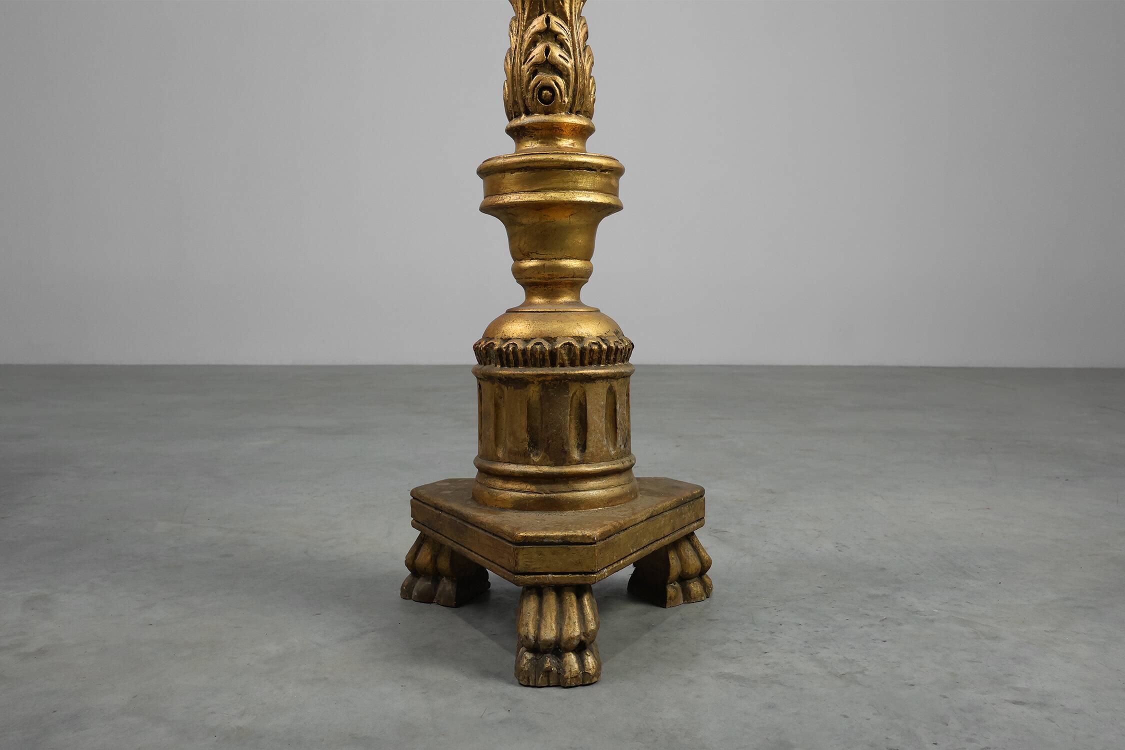 Pair of Gilt Wooden Pedestals with Plaster Decoration, France 19th Century