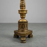 Pair of Gilt Wooden Pedestals with Plaster Decoration, France 19th Century