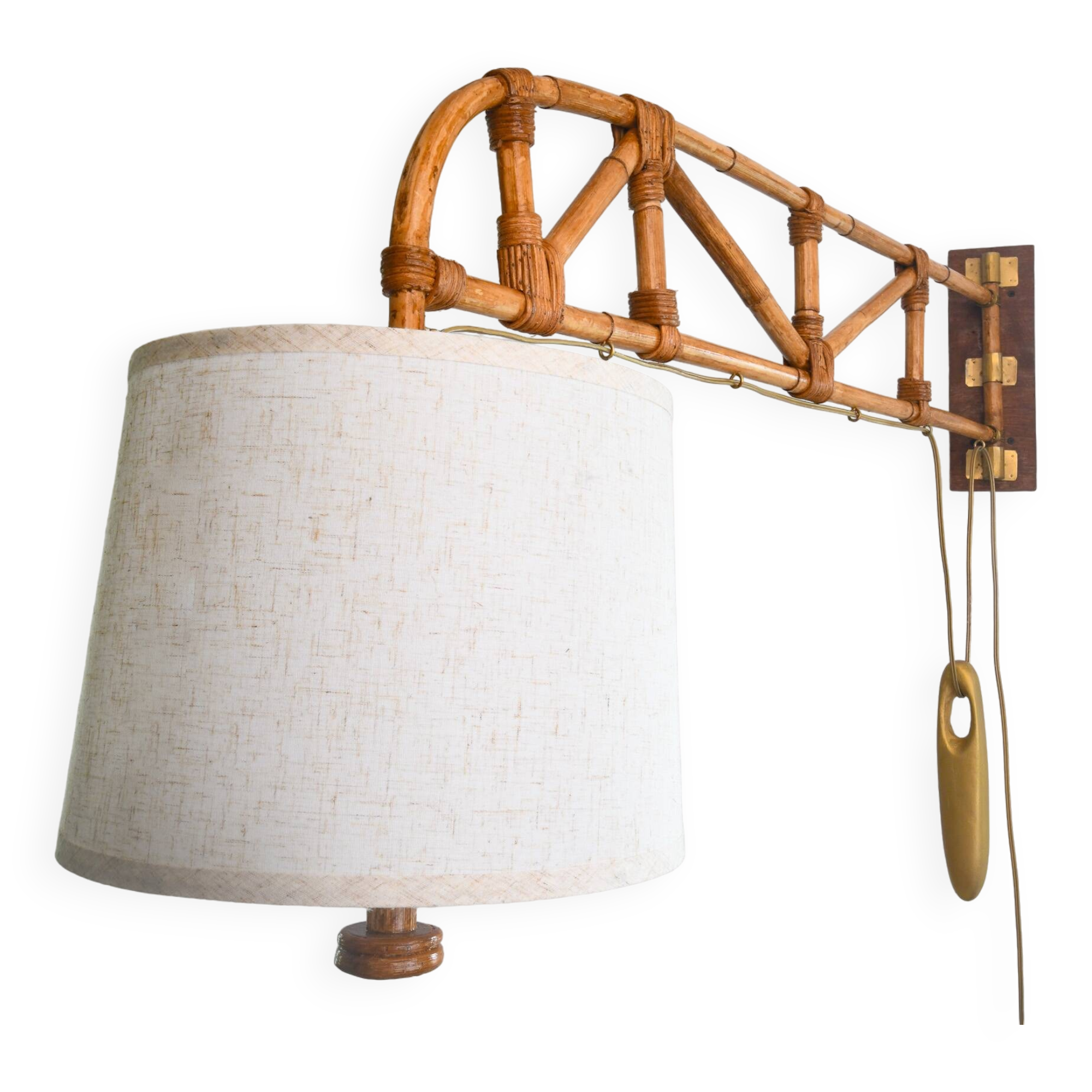 Applique murale à bras oscillant en rotin