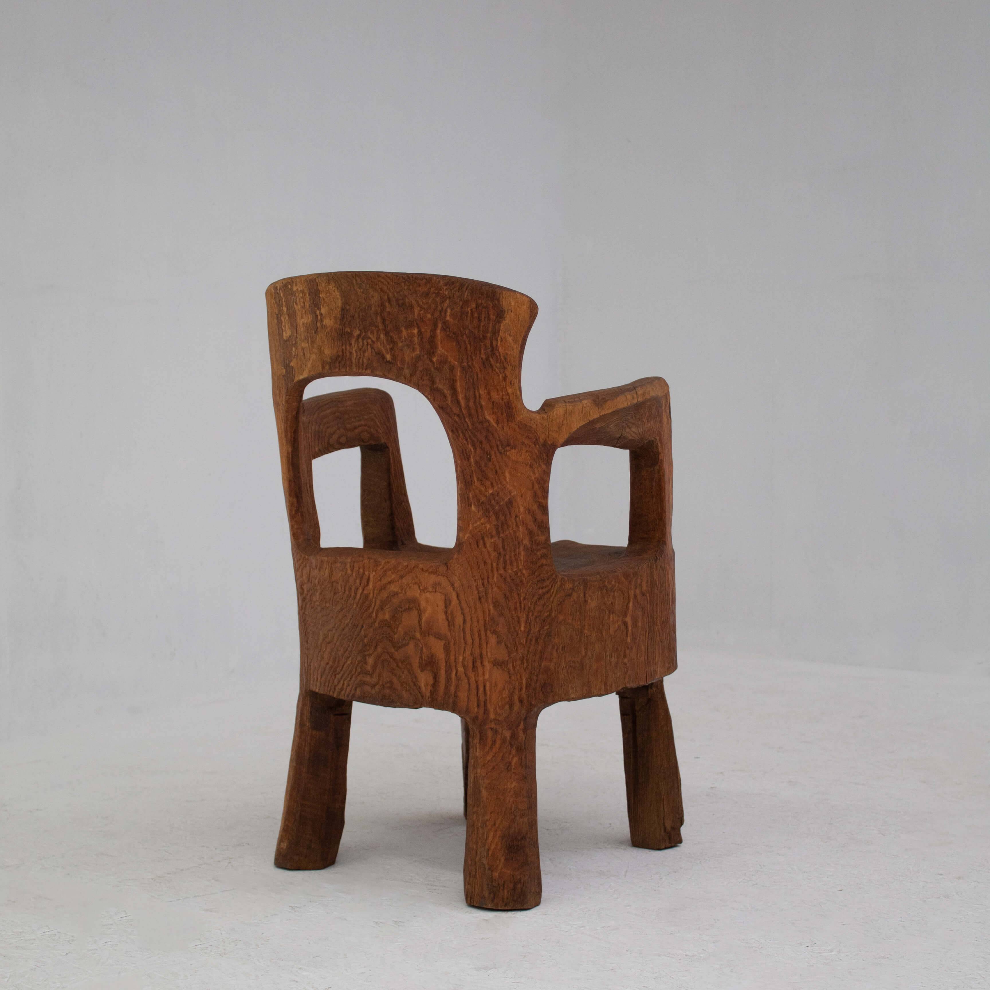Hand carved solid wood chair, unique sculptural design