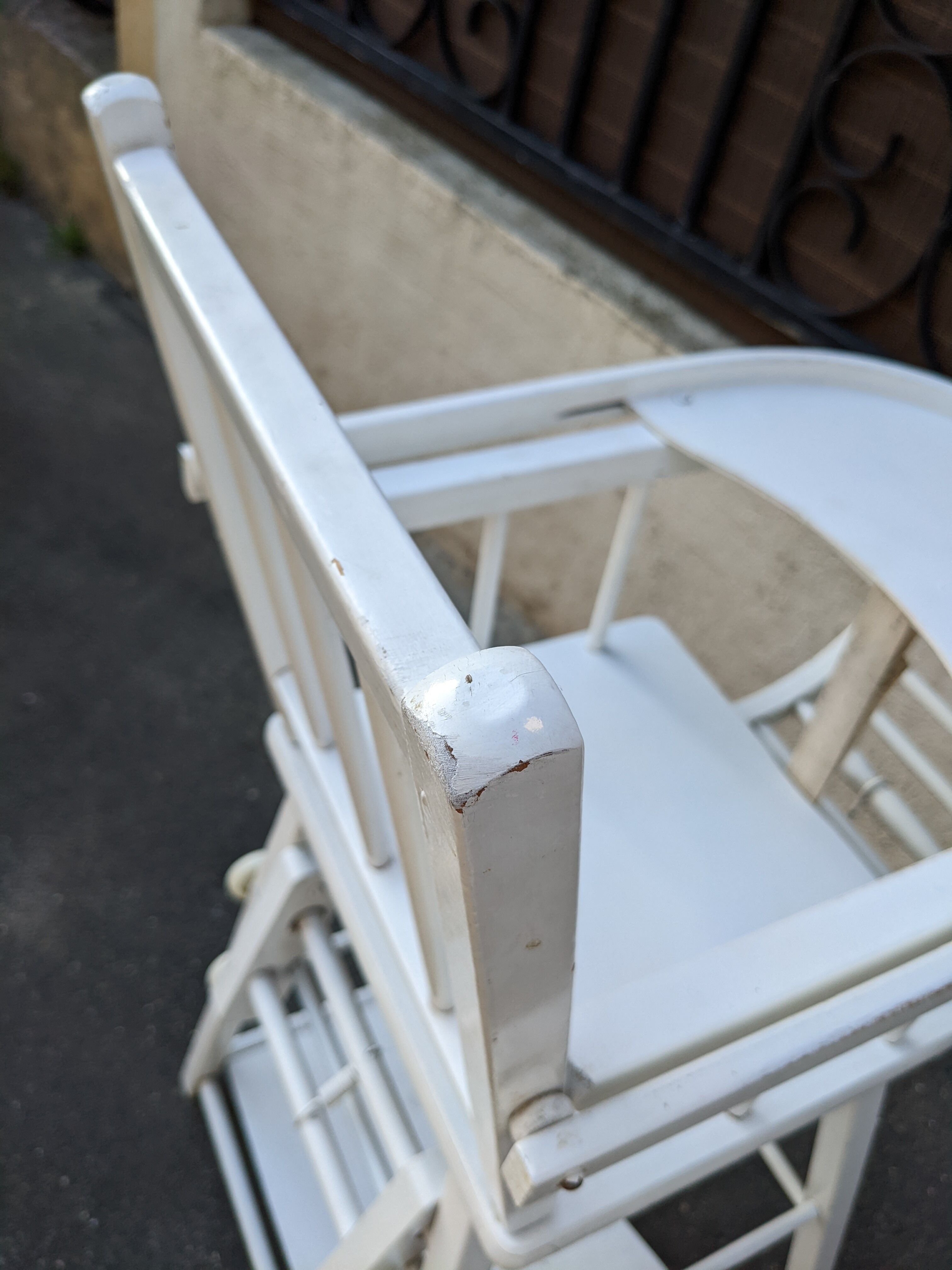 Baby chair high chair made of vintage wood
