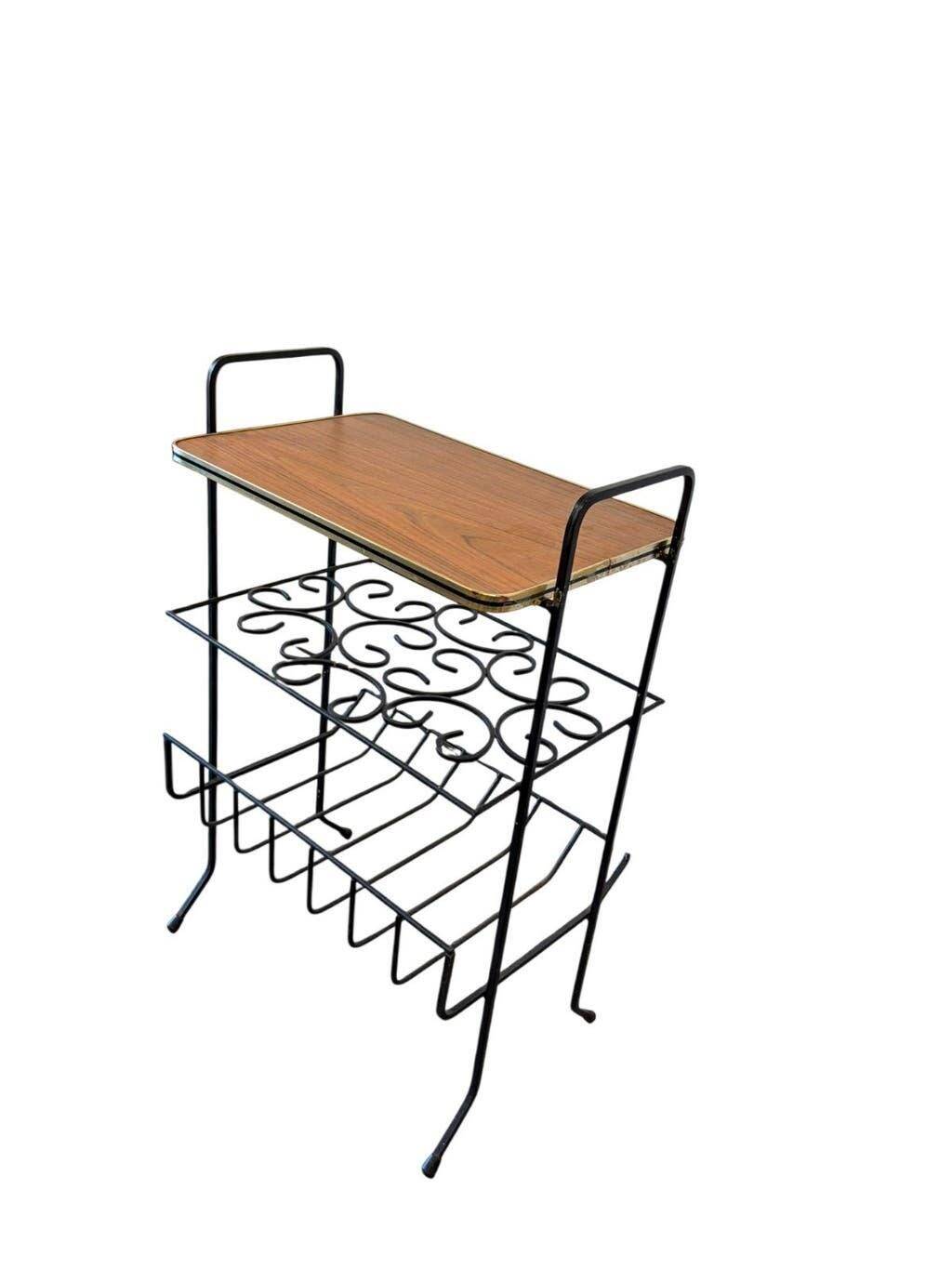 Vintage metal floor shelf / multi-level display / side table