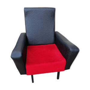Fauteuil design 1950 skai noir