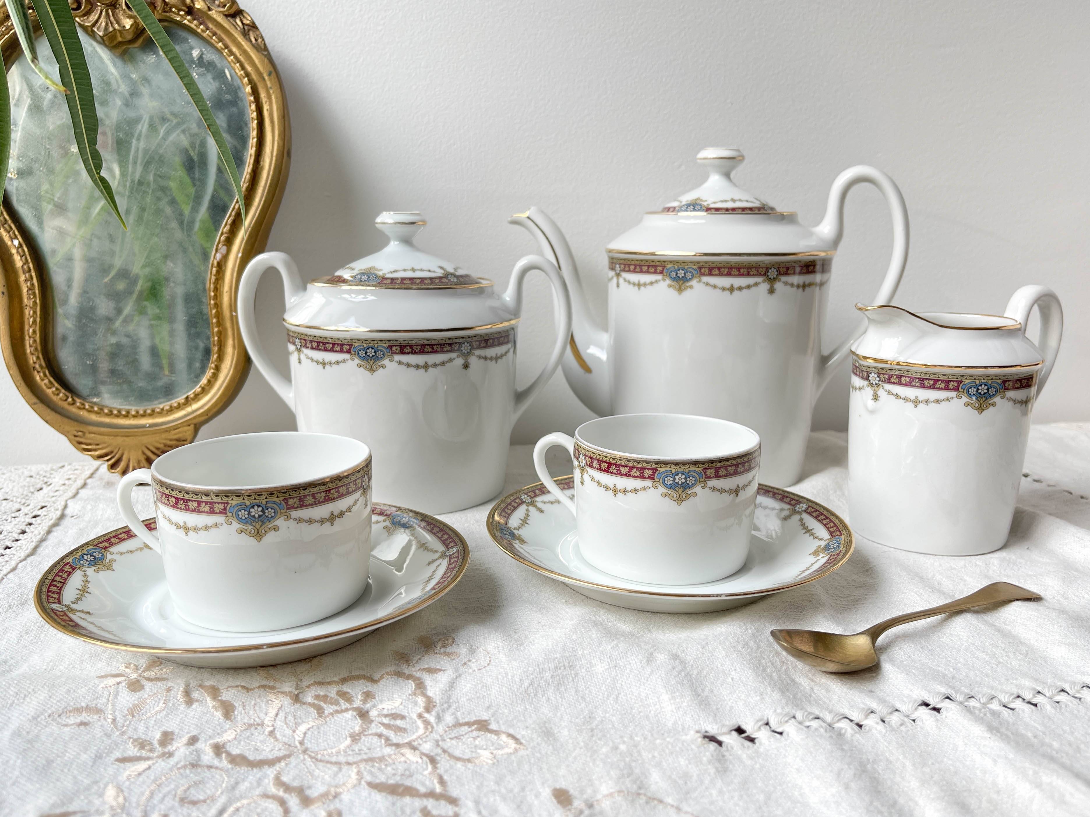 UML France Vintage Porcelain Tea Coffee Set for 2 People