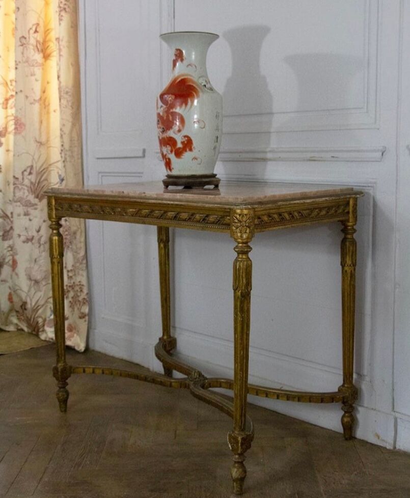 Table d'appoint, style louis xvi, bois doré, xixème siècle