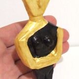 Fertility statue woman inspired by Cycladic idol Greece in cement