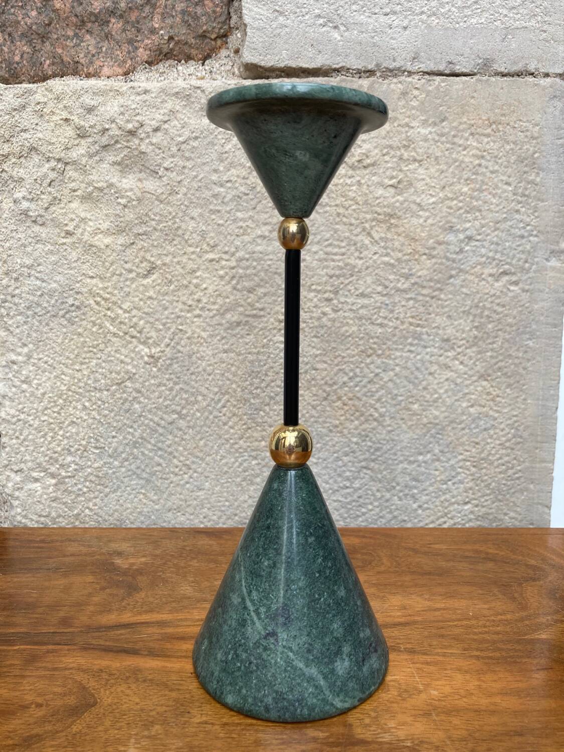 80s marble and brass candle holder