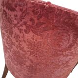 Elegante Coppia di Poltrone Vintage Anni '60 in Rovere e Velluto Damascato